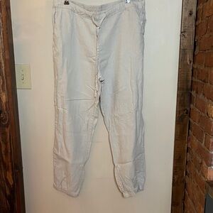 IXIMO 100% Linen Relax Fit Lantern Tapered Trousers Pants Elastic Size XXL